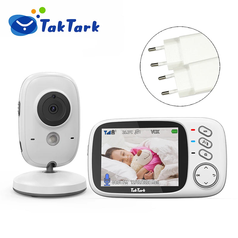 TakTark 3,2 polegadas monitor de vídeo sem fio para bebês com canções de ninar visão noturna automática intercomunicador bidirecional monitoramento de temperatura babá