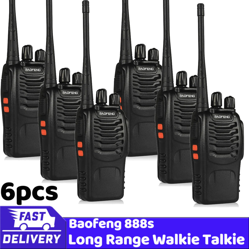 Baofeng-BF-888S Walkie Talkie de Longo Alcance, Rádio em dois sentidos, 5km, 16 canais, Auto-condução, Viajando, Original, Atacado, 2Pcs, 4Pcs, 6Pcs