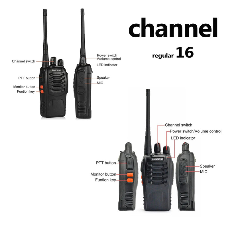 Baofeng-BF-888S Walkie Talkie de Longo Alcance, Rádio em dois sentidos, 5km, 16 canais, Auto-condução, Viajando, Original, Atacado, 2Pcs, 4Pcs, 6Pcs